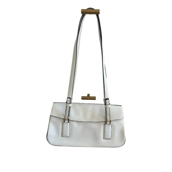 HYPE Vintage y2k White Leather Double Strap Shoulder Bag - Picture 6 of 11